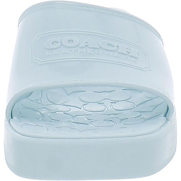 Coach Womens Scarlett Rubber Blue Open Toe Slip On Block Heel Heels Shoes New - Picture 2 of 3